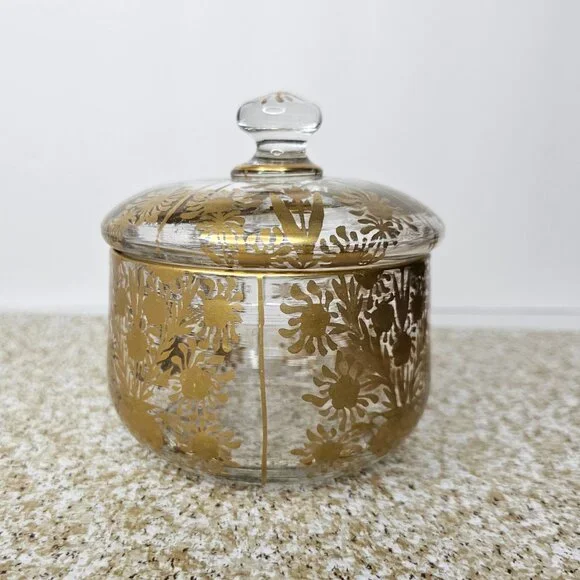 Delvaux Rue Royale Paris Candy / Trinket Dish With Lid Glass Vintage 1920 - 1960